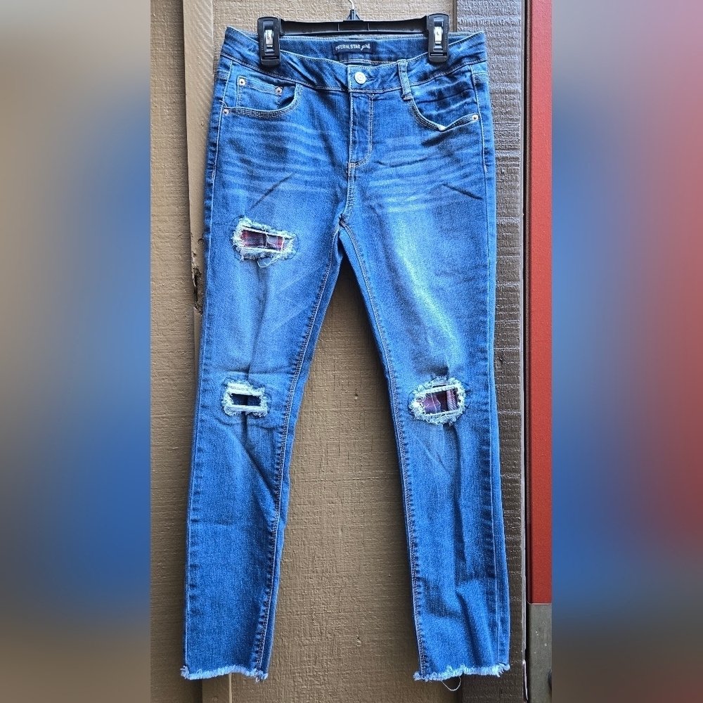 Imperial Star Ripped Blue Ankle Jeans GIRLS SZ 14